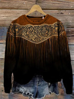 Retro Floral Pattern Print Casual Sweatshirt