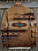 Vintage Aztac Print Casual Denim Jacket