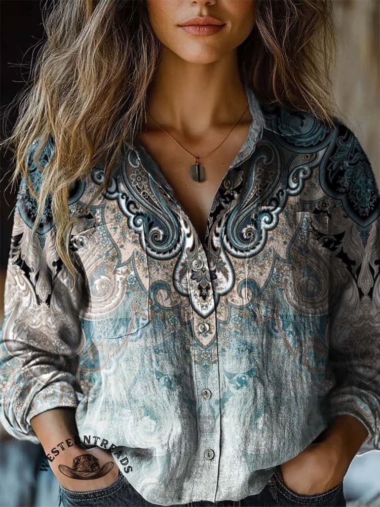 🔥Hot Sale🔥Women's Paisley Print Casual Sweatshirt