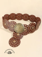 Vintage Western Cowboy Round Hollow Metal Wide Belt