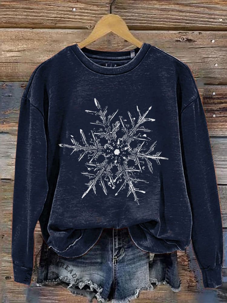 Snowflake Winter Christmas Print Casual Sweatshirt