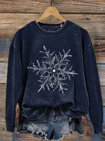 Snowflake Winter Christmas Print Casual Sweatshirt