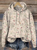 Lovely Retro Floral Pattern Printed Casual Hoodie Sweatshirt