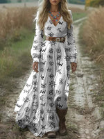 Women's Cattle Brands Print Pocket Cotton Dress