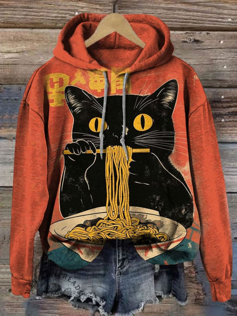 Cat Art Printed Casual Hoodie Sweatshirt