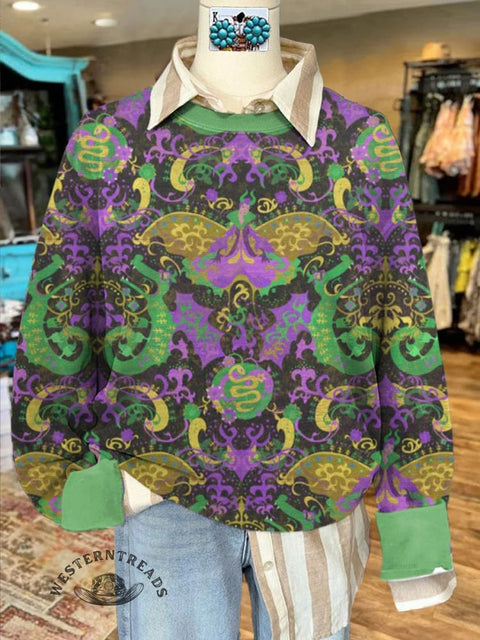 Mardi Gras Print Casual Sweatshirt