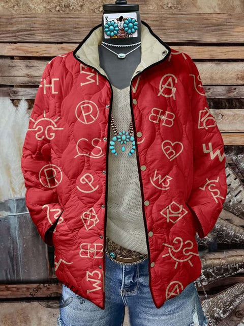 Women's Western Print Casual Quilted Cardigan