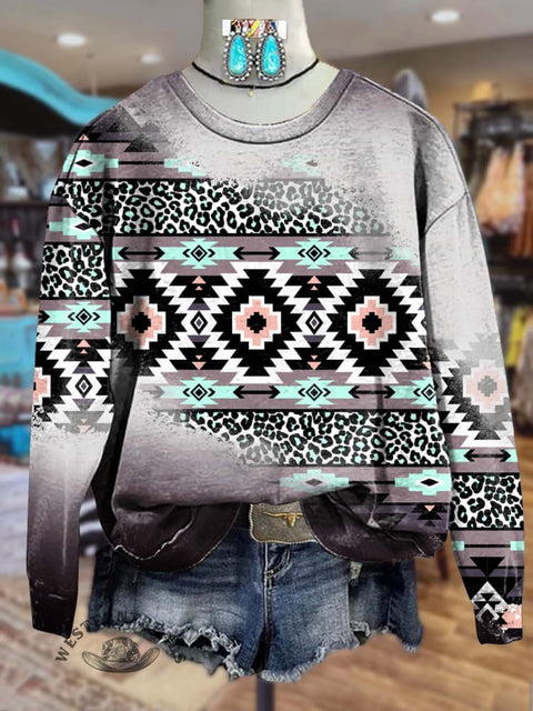 Aztac Print Casual Sweatshirt