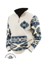 Printed Stand-up Collar Zip-up Polo Hoodie