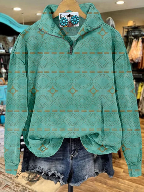 🔥Global best-selling🔥Vintage Print Casual Long Sleeve Zip Sweatshirt