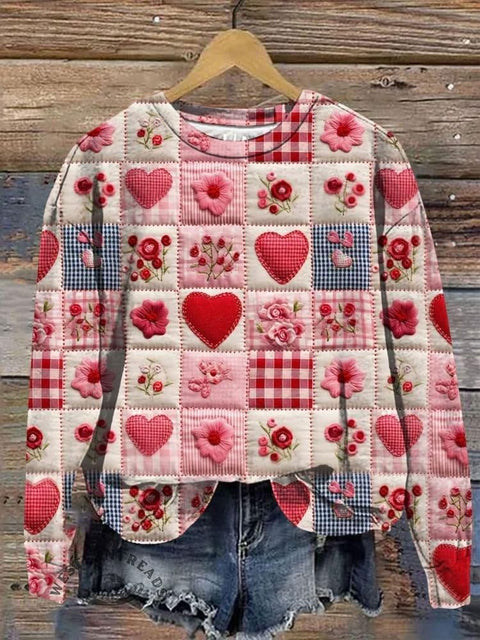 Valentine's Day Heart Print Casual Sweatshirt