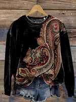 🔥Hot Sale🔥Retro Paisley Pattern Art Print Casual Sweatshirt
