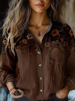 Brown Flower Casual Sweatshirt