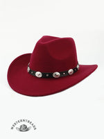 Metal Buckle Belt Decorated Western Cowboy Retro Wool Hat