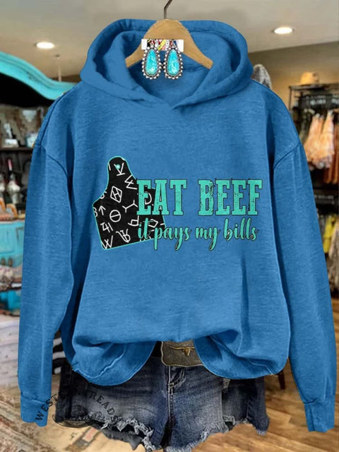 Wild West Roach Eat Beef Print Casual Sweatshirt