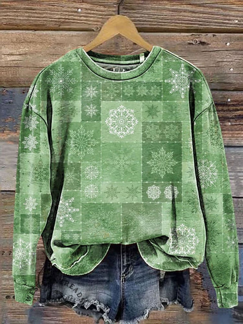 Snowflake Art Print Casual Sweatshirt