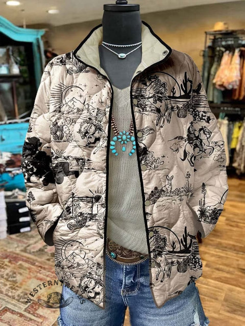 Women's Western Casual Quilted Cardigan