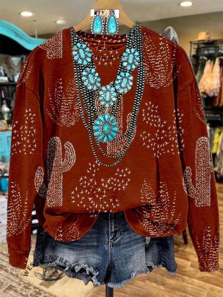 🔥Hot Sale🔥Women's Vintage Print Casual Sweatshirt