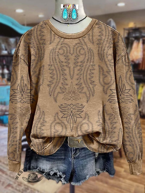 Cowboy Western Print Casual Sweatshirt