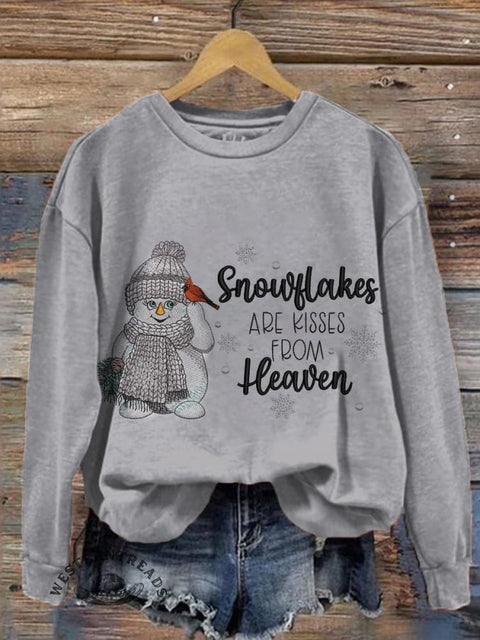 Snowflakes Are Kisses From Heaven Print Casual Sweatshirt
