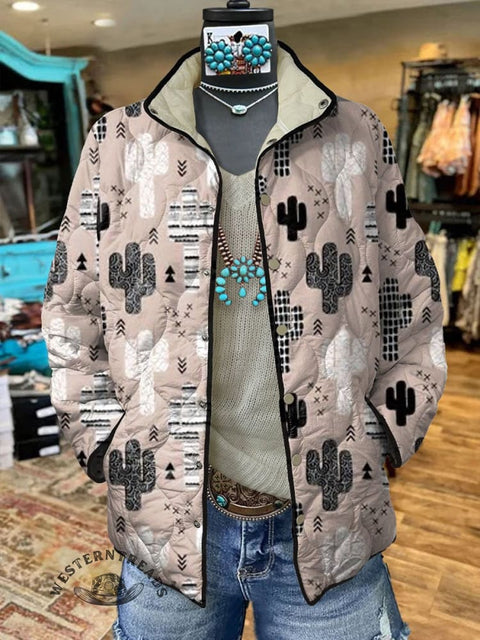 Women's Desert Print Casual Quilted Cardigan