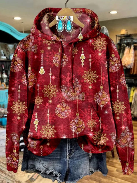 Christmas Gold Ornament Pattern Casual Hoodie Sweatshirt