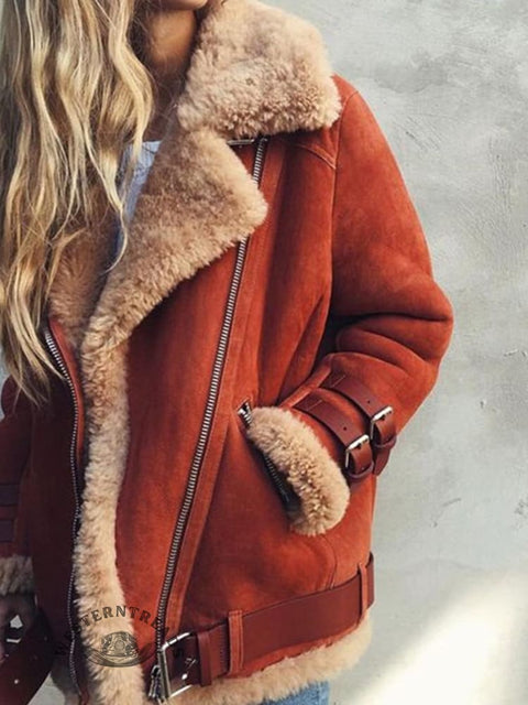 Deerskin Fleece Lamb Coat with Lapel Coat
