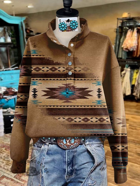 Aztac Print Casual Sweatshirt