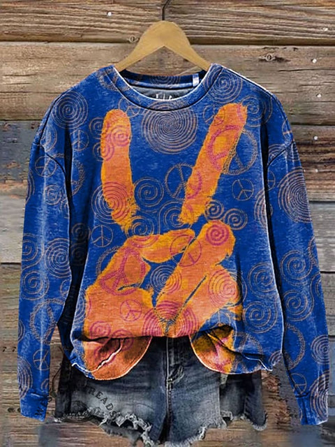 Love and Peace Art Print Casual Sweatshirt