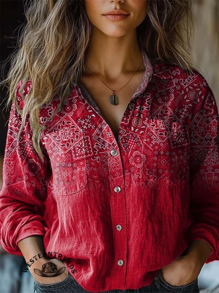 Red Paisley Print T-shirt