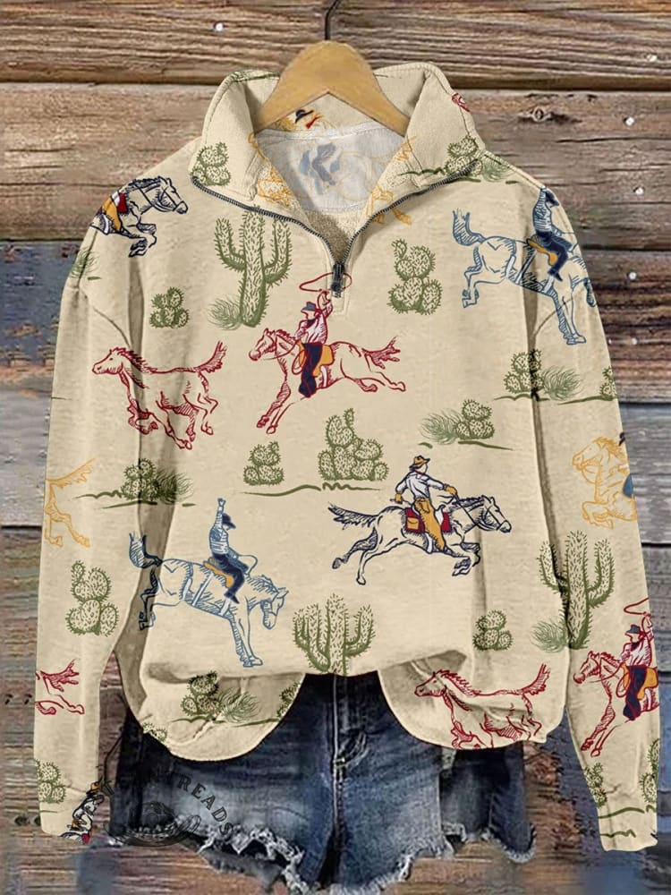 🔥Hot Sale🔥Vintage Western Cactus Rodeo Sweatshirt