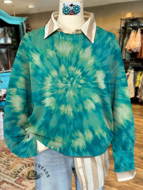 Tie Dye Art Print Casual Sweatshirt