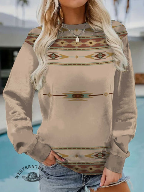 Retro Aztec Print Casual Sweatshirt