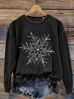 Snowflake Winter Christmas Print Casual Sweatshirt