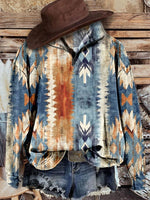 Colorful Aztec Print Crew Neck Sweatshirt