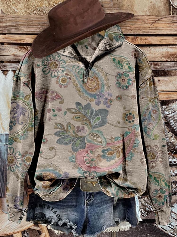 🔥Hot Sale🔥Vintage Paisley Print Sweatshirt