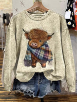 West Highland Cow Print Casual Sweatshirt
