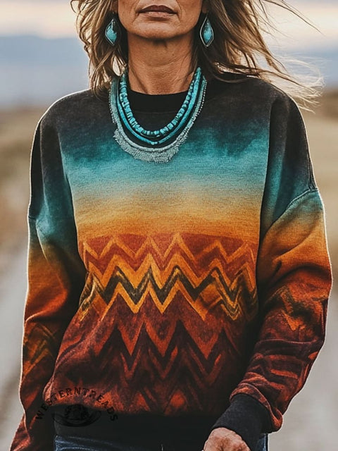 Aztec Printed Casual Sweatshirt