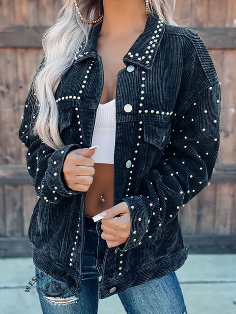 Women's Rivet Heavy Industry Casual Corduroy Short Coat