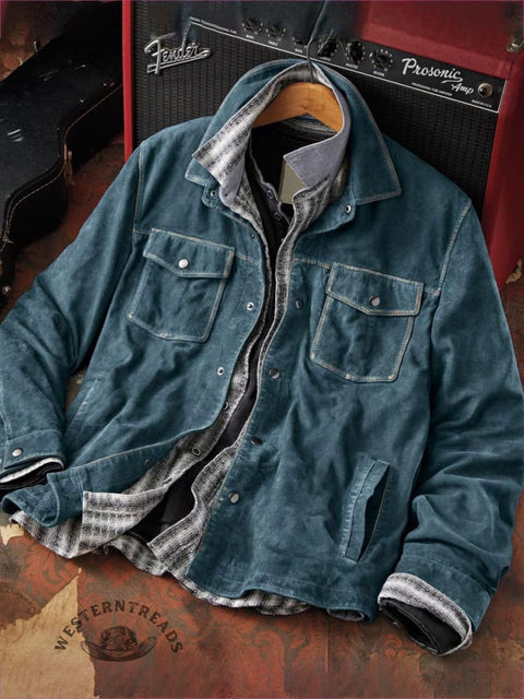 Faux Suede Men'S Casual Shirt