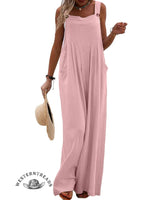 Women Casual Solid Color Pocket Jumpsuit