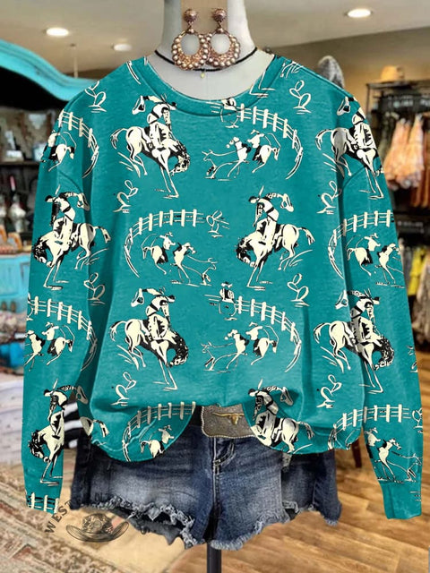 Rodeo Print Casual Sweatshirt