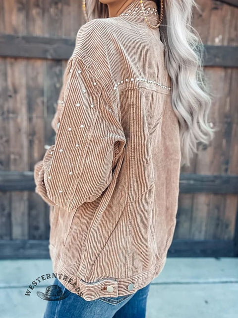 Women's Rivet Heavy Industry Casual Corduroy Short Coat