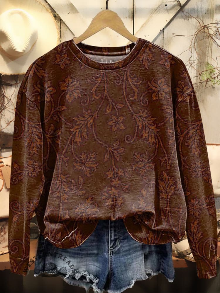 Women's Vintage Ethnic Art Patterns Prints Casual Sweatshirt