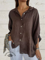 Women's Solid Color Cotton & Linen Casual Tie-back Shirt