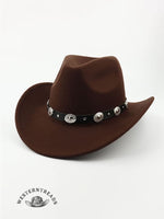 Metal Buckle Belt Decorated Western Cowboy Retro Wool Hat