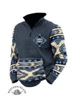 Printed Stand-up Collar Zip-up Polo Hoodie
