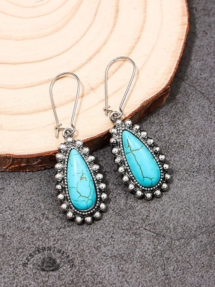 Women's Bohemian Metal Turquoise Drop Earrings