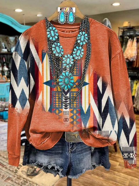 Aztac Print Casual Sweatshirt