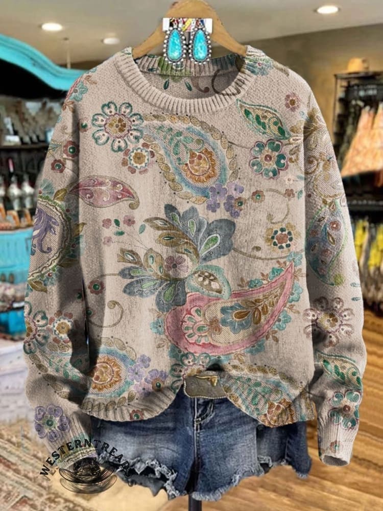 🔥Hot Sale🔥Vintage Paisley Print Sweatshirt